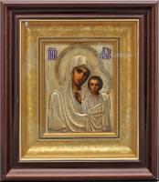 Большая старинная икона Богоматери «Казанская» в серебряном окладе, Москва, нач. 20 в.