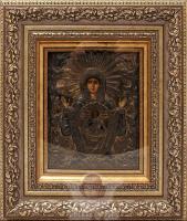 Старинная русская икона Божией Матери «Знамение», серебряный оклад, Россия, Астрахань, 1869 г.