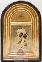 Антикварная икона в киоте «Божия Матерь Смоленская», серебряный оклад, Москва, кон. 19 в.