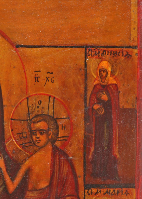 Древняя антикварная икона Божией Матери «Нечаянная радость», дерево, Россия, сер. 19 в.