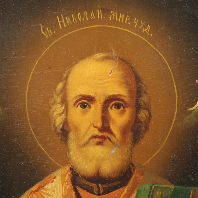 Антикварная икона «Святитель Николай Мирликийский Чудотворец», дерево, Россия, 19 в.