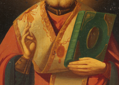 Антикварная икона «Святитель Николай Мирликийский Чудотворец», дерево, Россия, 19 в.